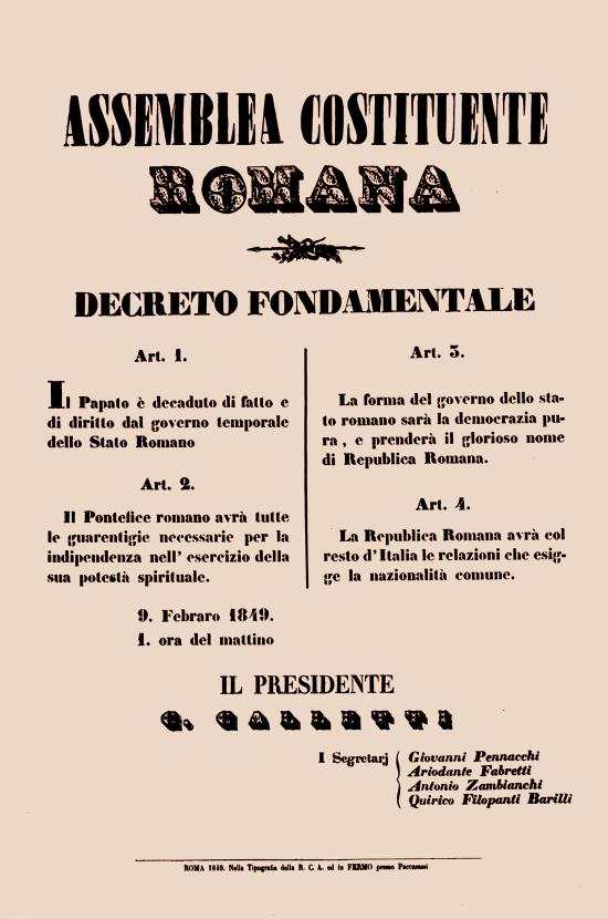 Decreto Fondamentale della Repubblica Romana (Miniatura 219x330 px)